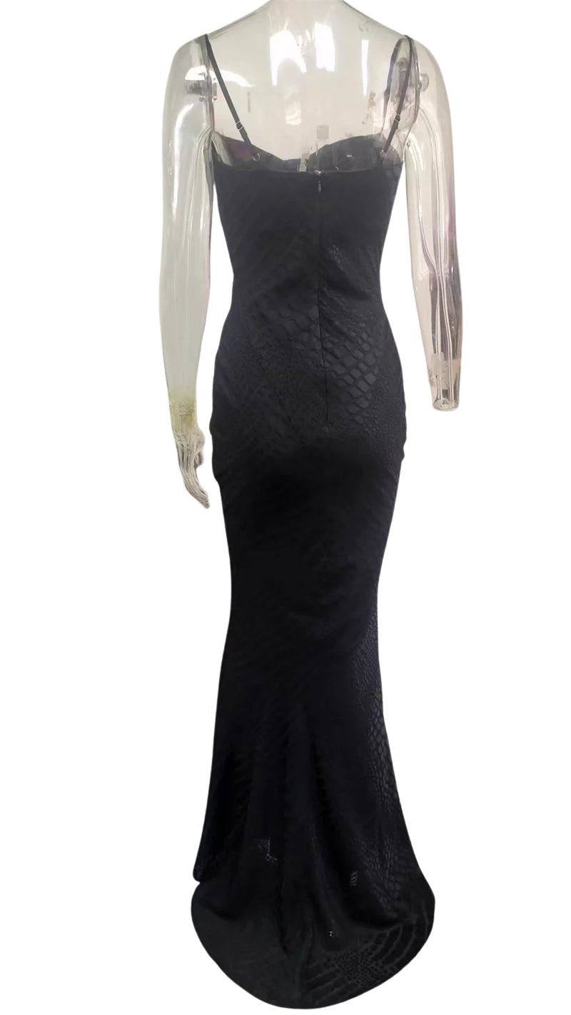 שמלת מקסי סאטן בעיצוב מנוחש - רוזין