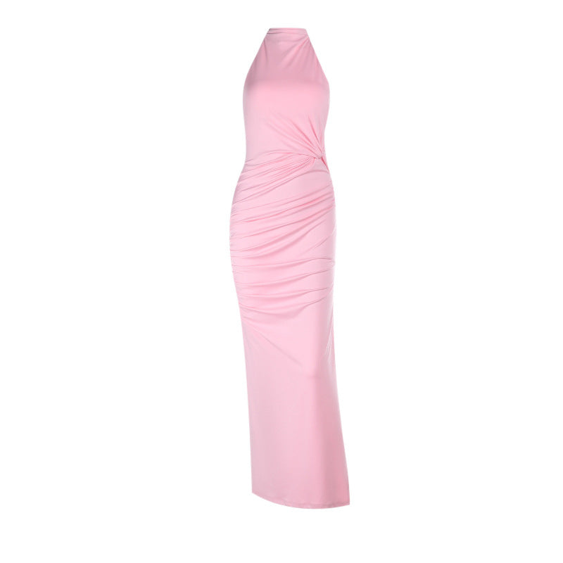 שמלת מקסי קשירה בעורף גב פתוח - PINKI