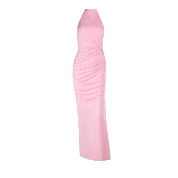 שמלת מקסי קשירה בעורף גב פתוח - PINKI