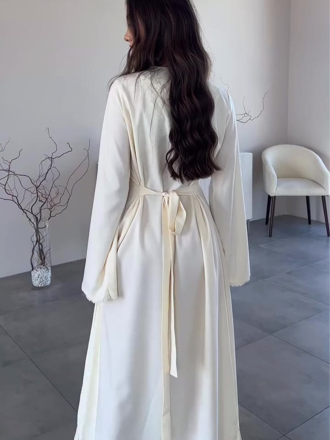 שמלת מקסי סאטן אלגנטית קשירה בגב - LILI AN