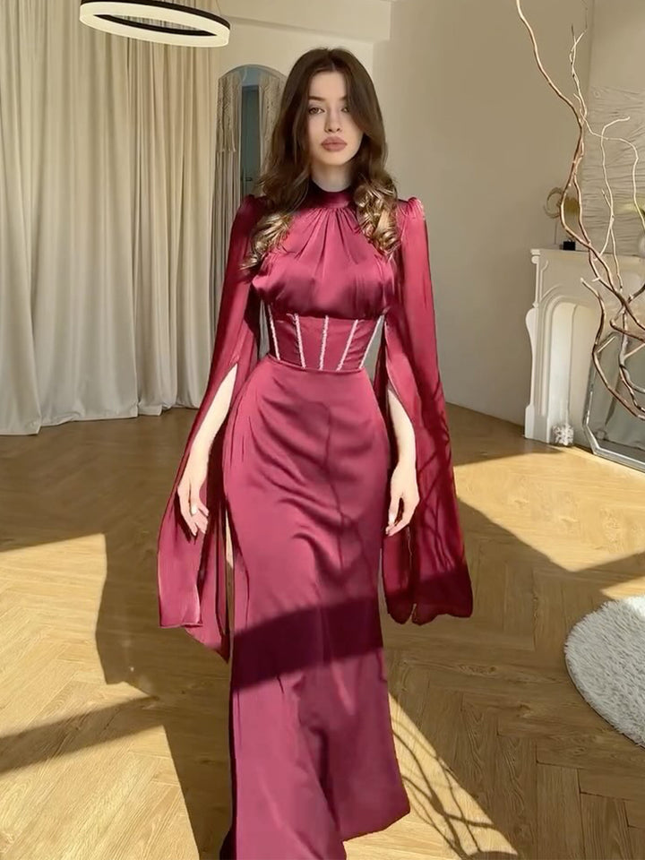 שמלת מרסי שיפון מבריק בעיטור זרקונים -עטליה