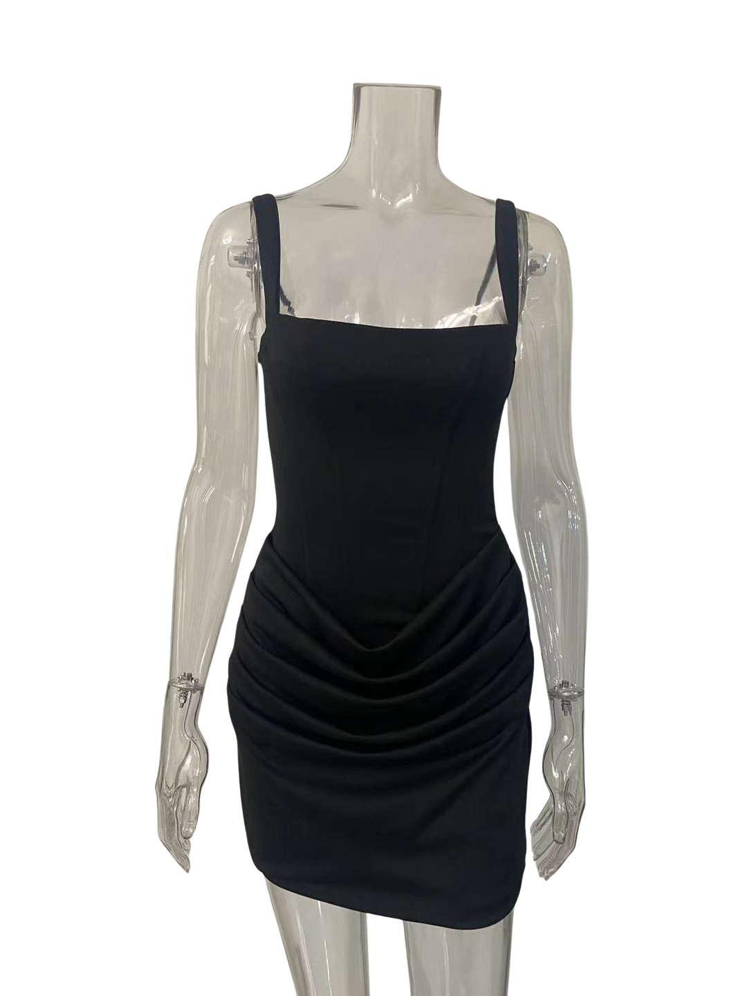 שמלת מיני בעיצוב קיפולים ומחוך קשירה בגב להצמדה במותן - רנטה