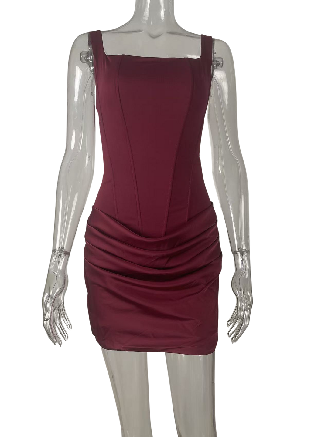 שמלת מיני בעיצוב קיפולים ומחוך קשירה בגב להצמדה במותן - רנטה