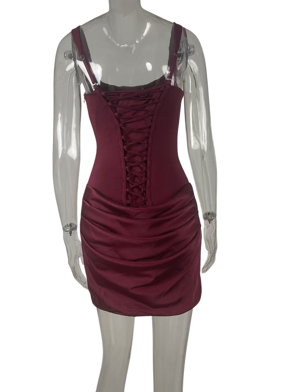 שמלת מיני בעיצוב קיפולים ומחוך קשירה בגב להצמדה במותן - רנטה