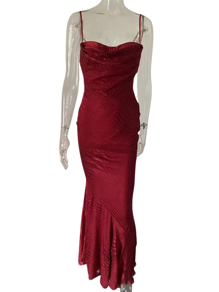 שמלת מקסי סאטן בעיצוב מנוחש - רוזין