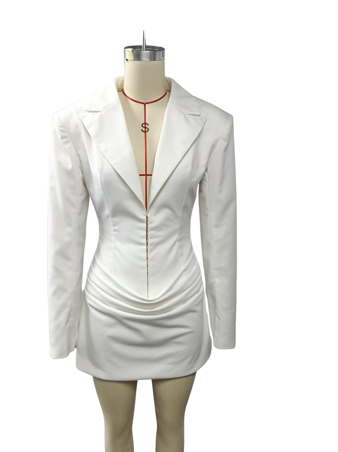 שמלת מיני מחויטת בעיצוב סגירת סיכות וקיפולים - מוס