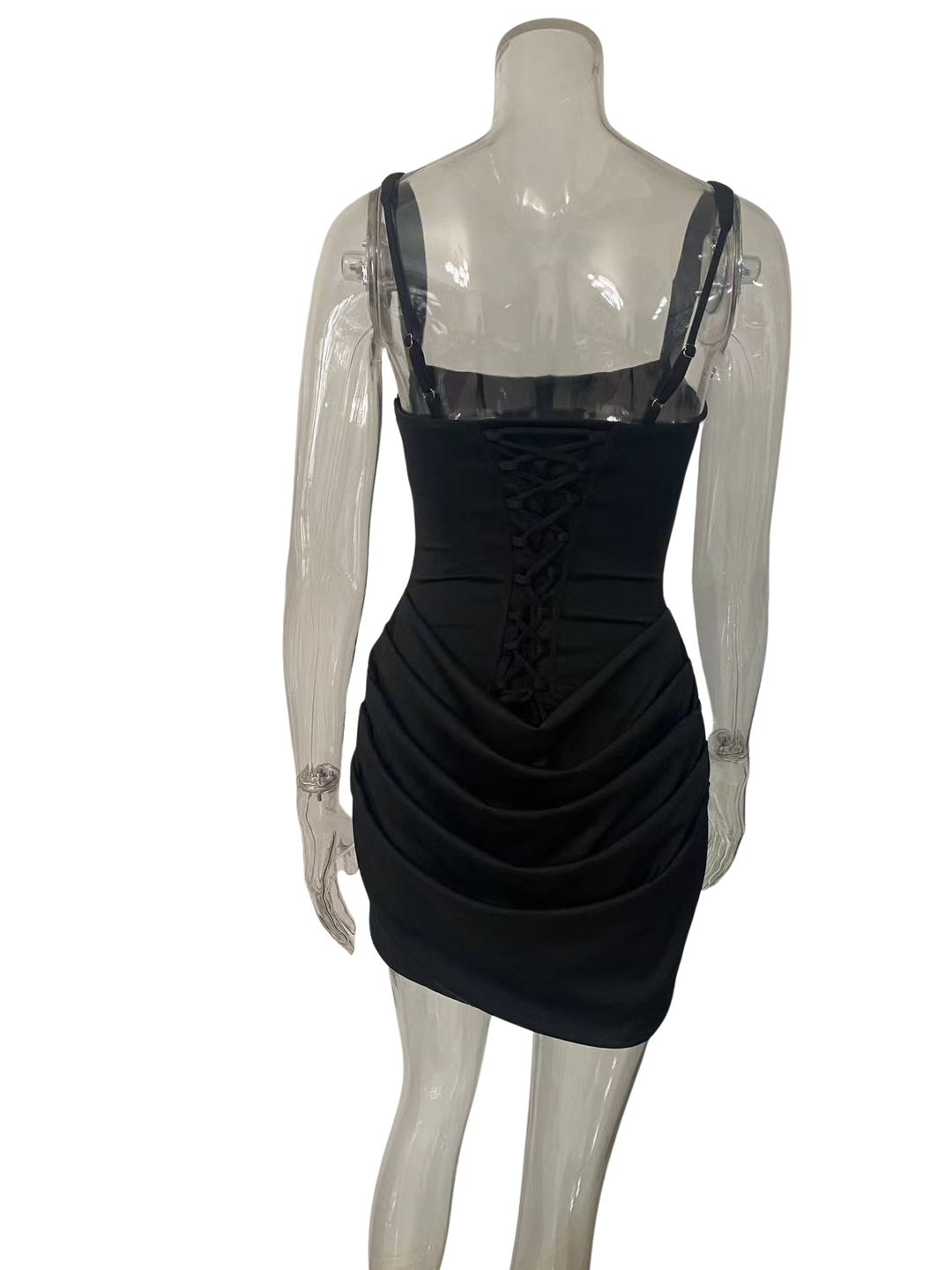 שמלת מיני בעיצוב קיפולים ומחוך קשירה בגב להצמדה במותן - רנטה