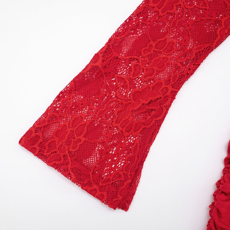 שמלת מיני כתפיים חשופות בעיטור תחרה - אוריה