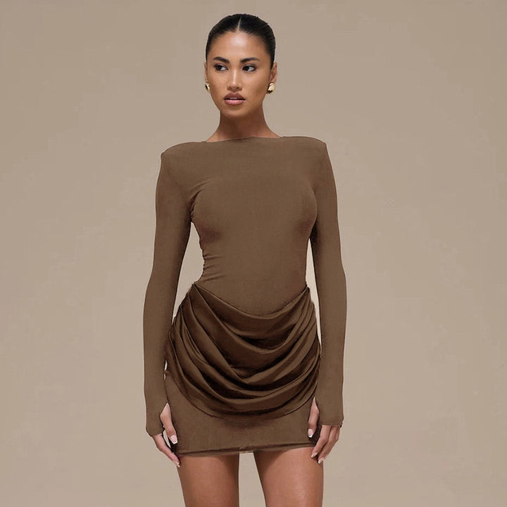 שמלת מיני בעיצוב קיפולי סאטן - שרין