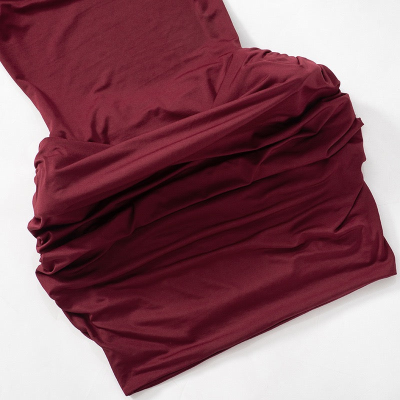 שמלת מיני בעיצוב קיפולים כתפיים חשופות - שיילה