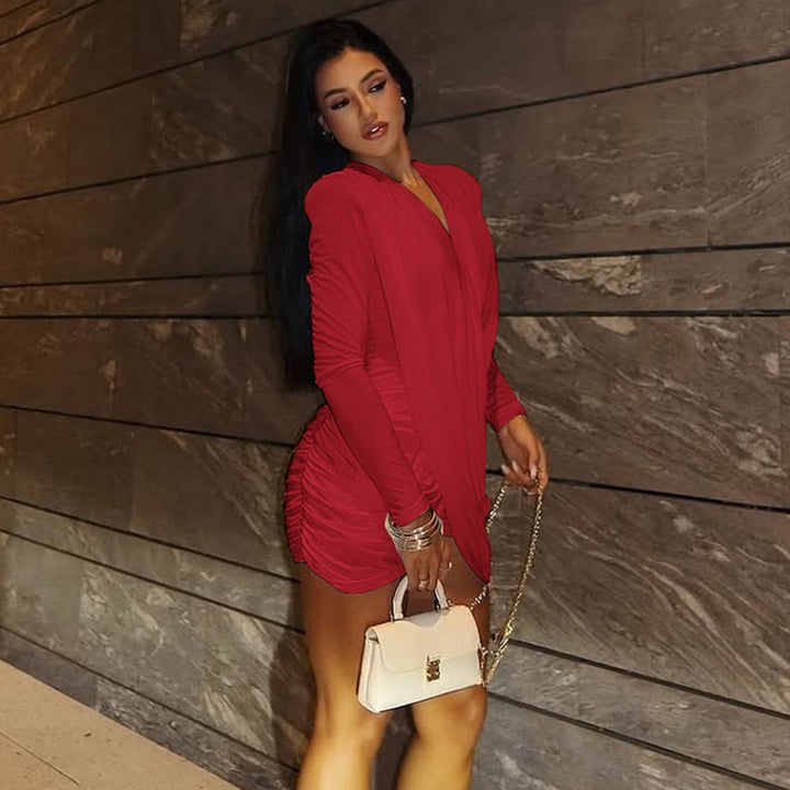 שמלת מיני בעיצוב קיפולים וקרוס - קרסטי