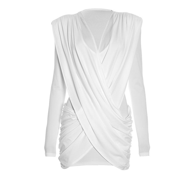 שמלת מיני בעיצוב קיפולים וקרוס - קרסטי