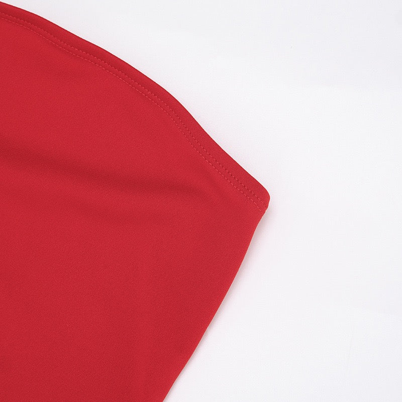 שמלת מקסי סטרפלס בעיצוב שיפון בעיטור צעיף תואם - ג׳יג׳י