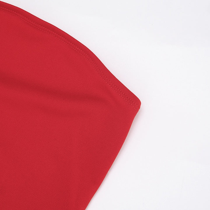 שמלת מקסי סטרפלס בעיצוב שיפון בעיטור צעיף תואם - ג׳יג׳י