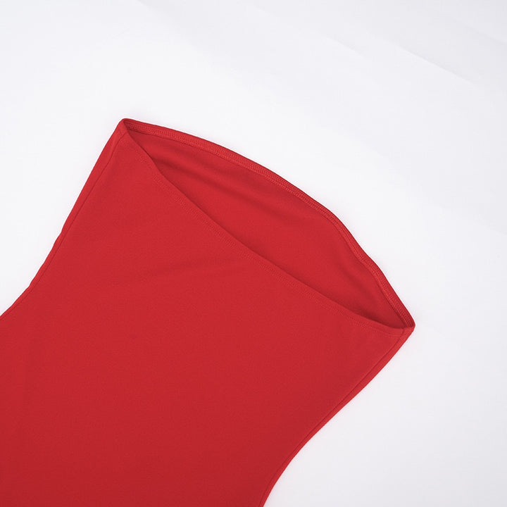 שמלת מקסי סטרפלס בעיצוב שיפון בעיטור צעיף תואם - ג׳יג׳י