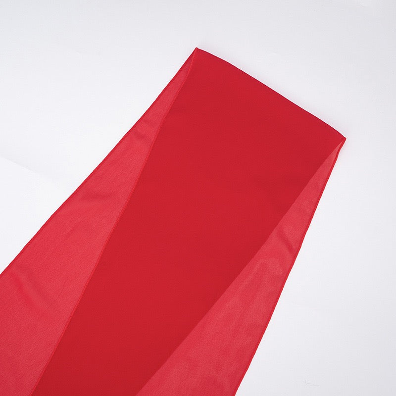 שמלת מקסי סטרפלס בעיצוב שיפון בעיטור צעיף תואם - ג׳יג׳י