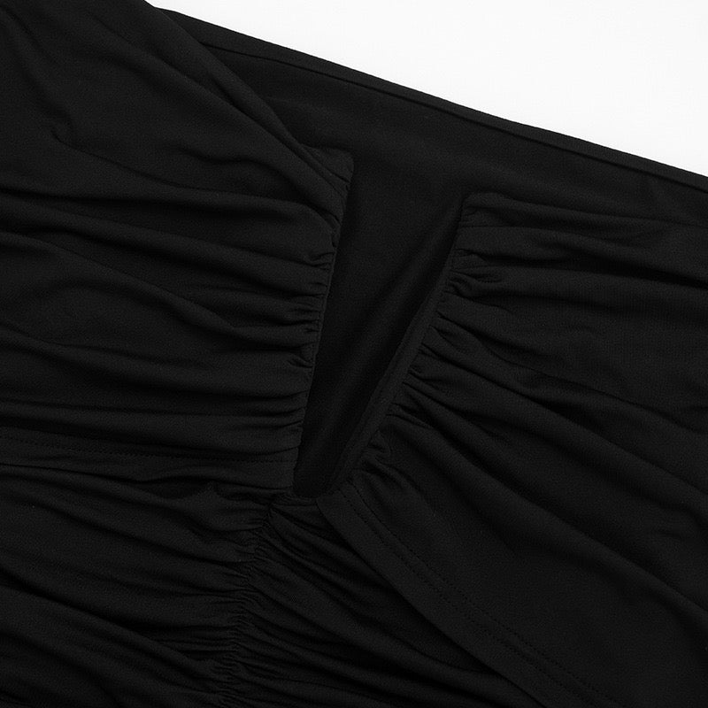 שמלת מיני בעיצוב כיווצים כתפיים חשופות - ג׳ימי