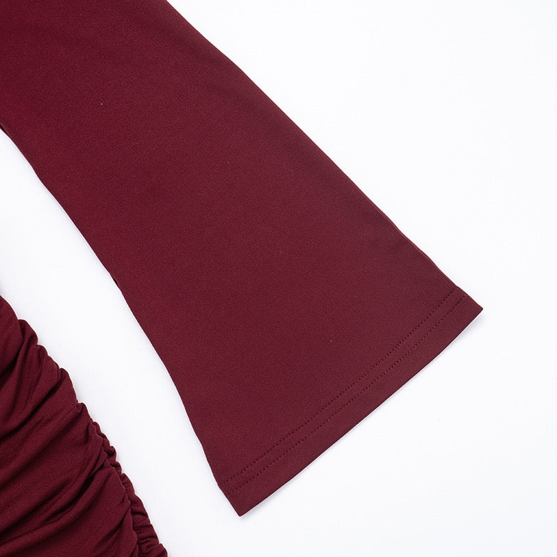 שמלת מיני בעיצוב בגד גוף וקיפולים כתפיים חשופות - רוקי