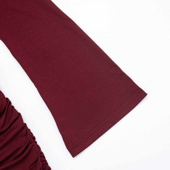 שמלת מיני בעיצוב בגד גוף וקיפולים כתפיים חשופות - רוקי