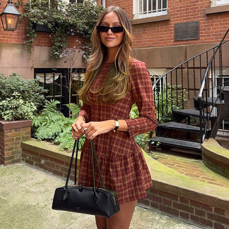 שמלת מיני מלמלה משובצת בעיצוב כפתורים - מוניקה