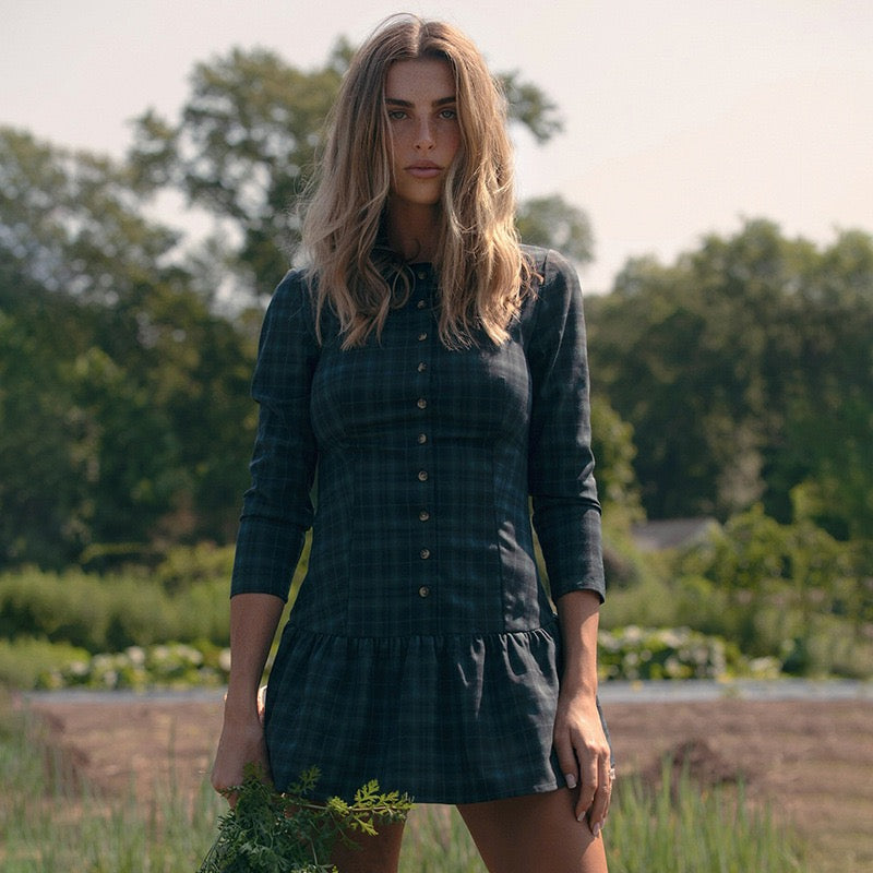 שמלת מיני מלמלה משובצת בעיצוב כפתורים - מוניקה