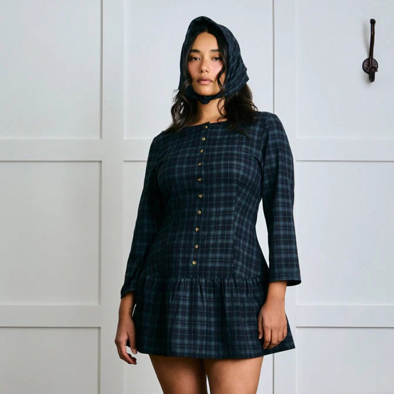 שמלת מיני מלמלה משובצת בעיצוב כפתורים - מוניקה