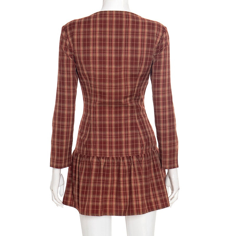 שמלת מיני מלמלה משובצת בעיצוב כפתורים - מוניקה