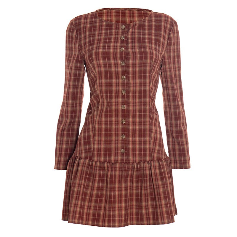 שמלת מיני מלמלה משובצת בעיצוב כפתורים - מוניקה