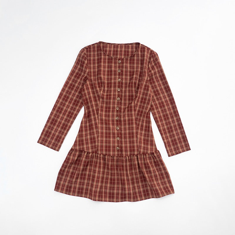 שמלת מיני מלמלה משובצת בעיצוב כפתורים - מוניקה