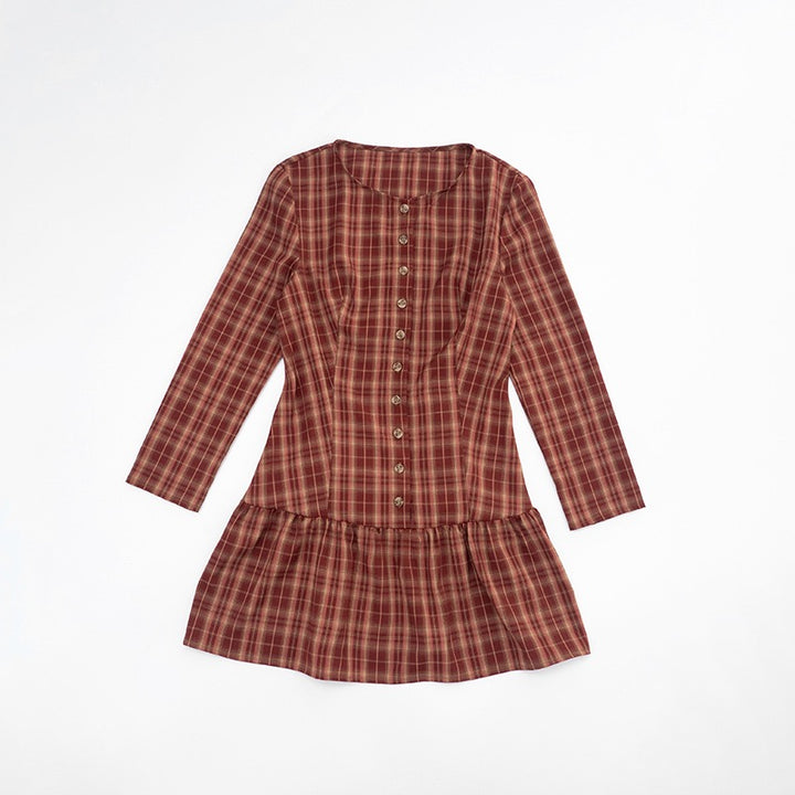 שמלת מיני מלמלה משובצת בעיצוב כפתורים - מוניקה