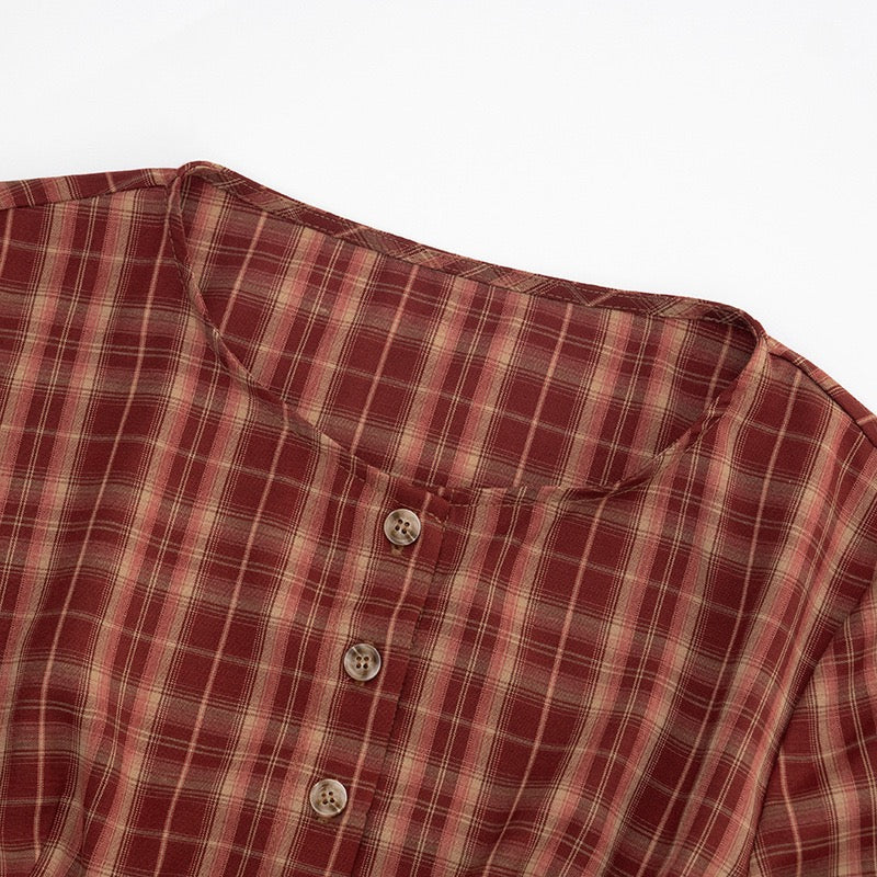 שמלת מיני מלמלה משובצת בעיצוב כפתורים - מוניקה