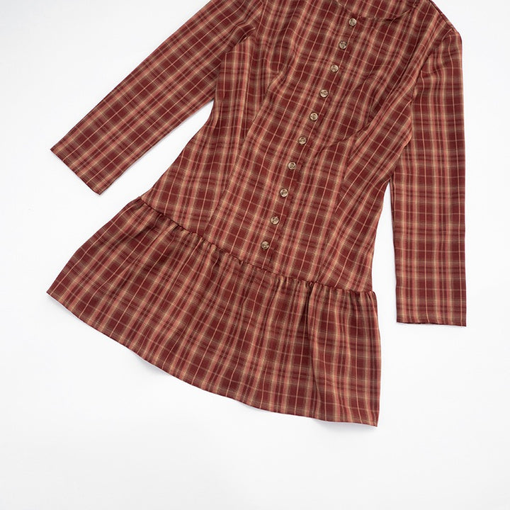 שמלת מיני מלמלה משובצת בעיצוב כפתורים - מוניקה