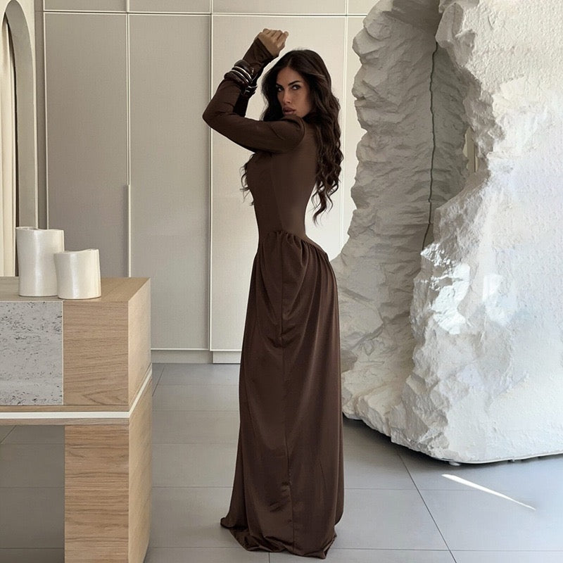 שמלת מקסי גולף בעיצוב כיווצים  - דלית