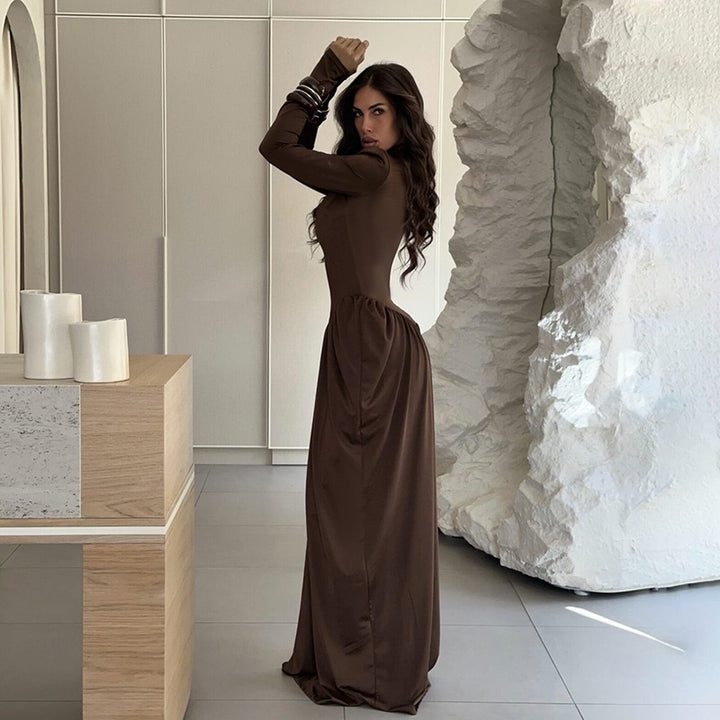 שמלת מקסי גולף בעיצוב כיווצים  - דלית