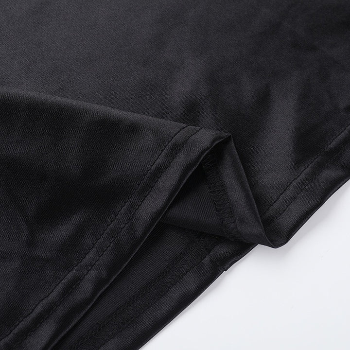 סט שני חלקים סאטן חצאית מקסי וטופ סטרפלס בעיטור צעיף תואם - Amori