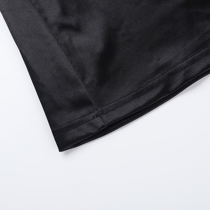 סט שני חלקים סאטן חצאית מקסי וטופ סטרפלס בעיטור צעיף תואם - Amori