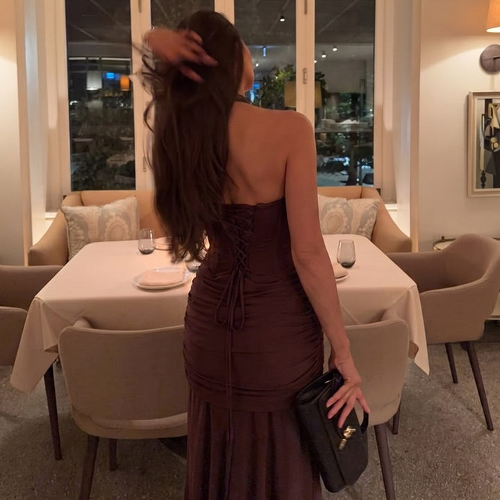 שמלת מקסי קשירה בעורף גב פתוח - YALI