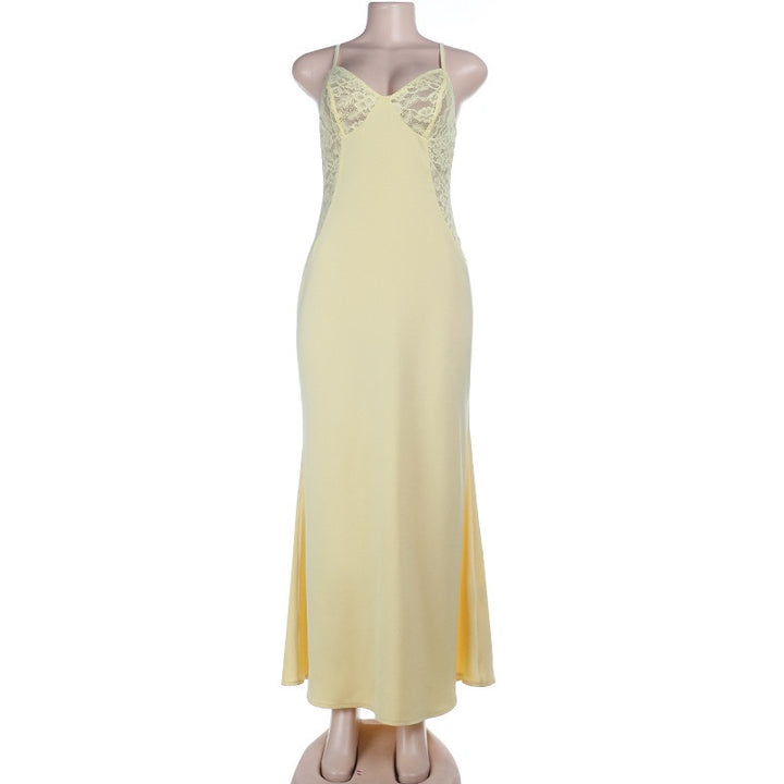 שמלת מקסי סאטן בעיצוב שסע ותחרה - מריאנה