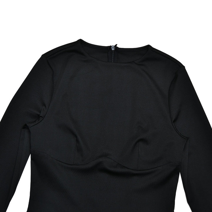 שמלת מקסי בעיטור כיווצי קטיפה - Sela