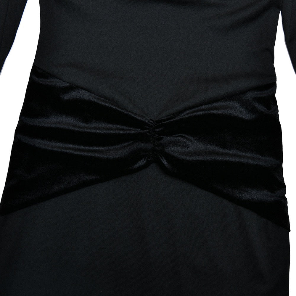 שמלת מקסי בעיטור כיווצי קטיפה - Sela