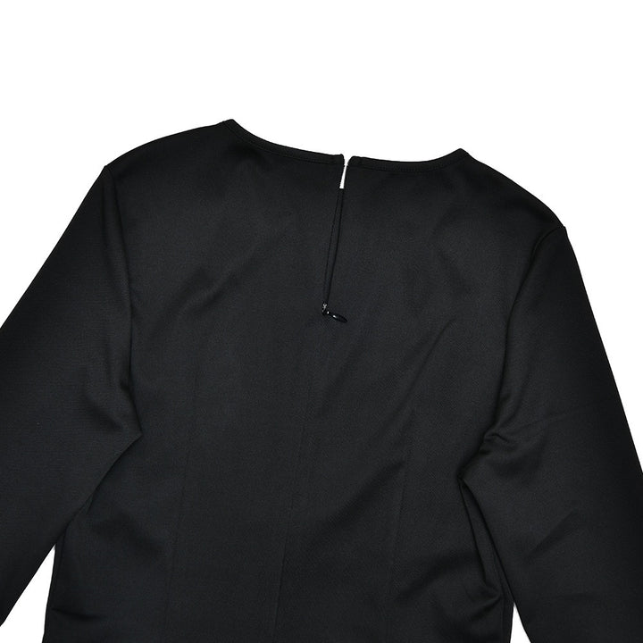 שמלת מקסי בעיטור כיווצי קטיפה - Sela