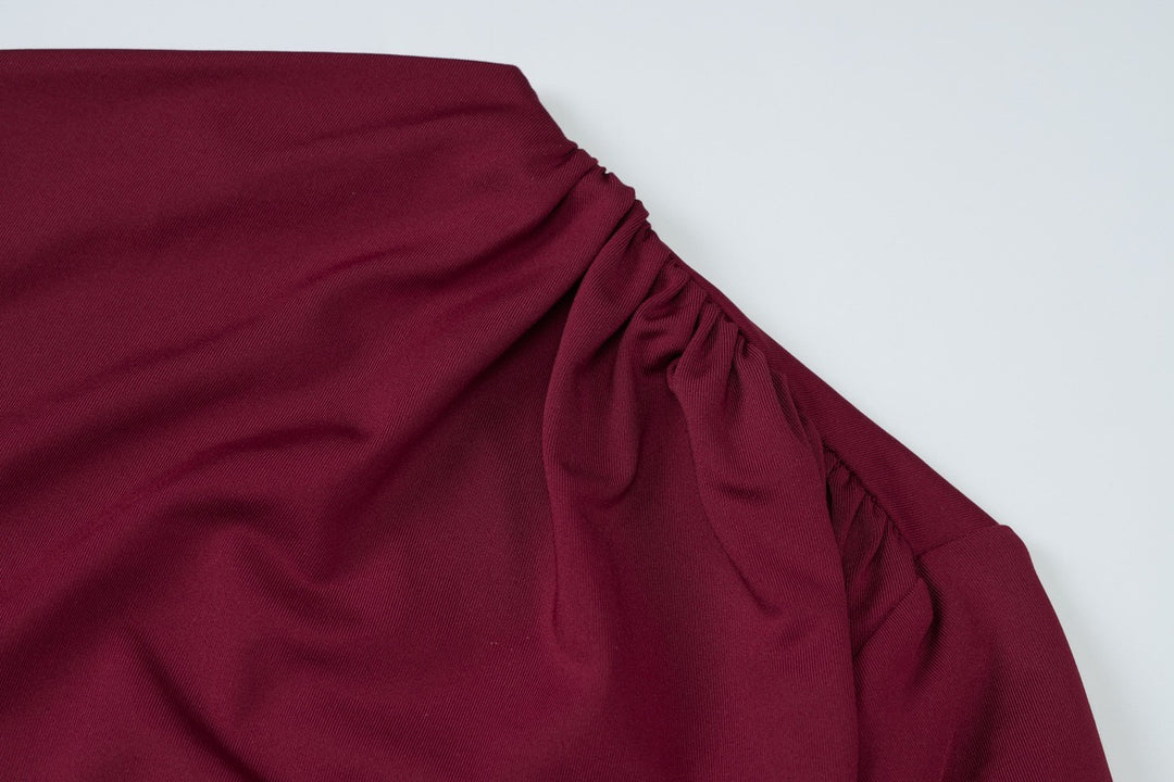 שמלת מקסי בעיצוב כיווצים קשירה בגב להצמדה במותן - הרמוסה