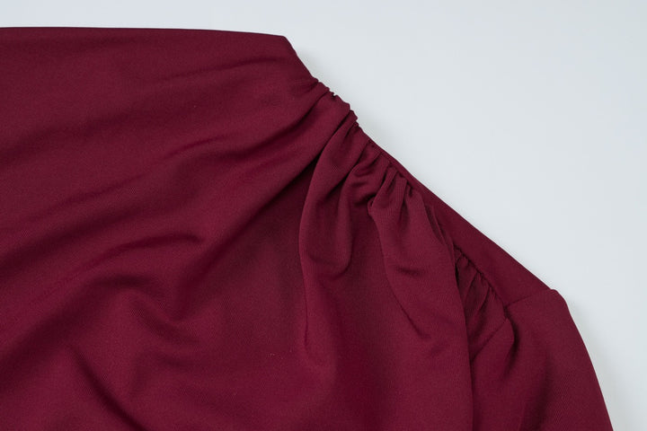 שמלת מקסי בעיצוב כיווצים קשירה בגב להצמדה במותן - הרמוסה