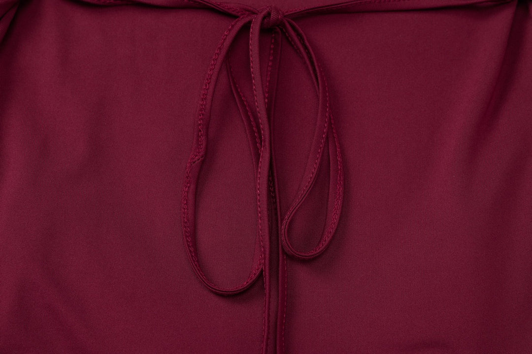 שמלת מקסי בעיצוב כיווצים קשירה בגב להצמדה במותן - הרמוסה