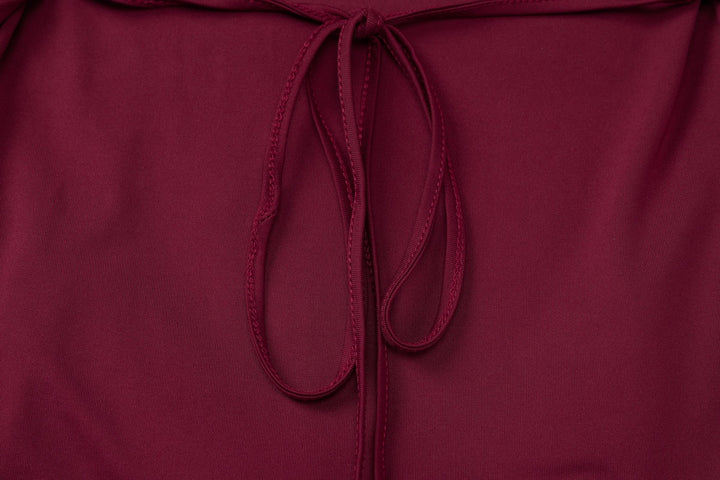 שמלת מקסי בעיצוב כיווצים קשירה בגב להצמדה במותן - הרמוסה