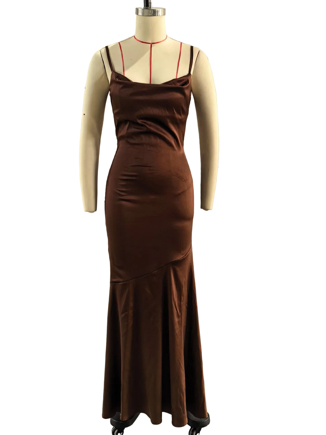 שמלת מקסי סאטן אלגנטית גב חשוף - ANJELITA