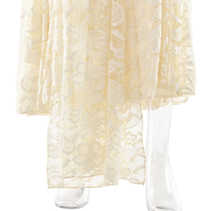 שמלת מקסי תחרה בגזרת בת הים גב פתוח בעיטור קשירה - נואלה