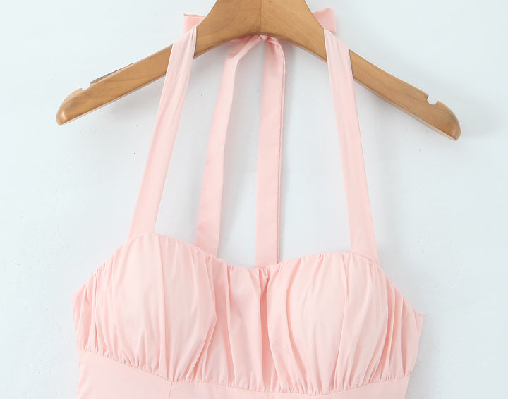 שמלת מקסי בלון בעיצוב שסע קשירה בעורף - ביאנקה