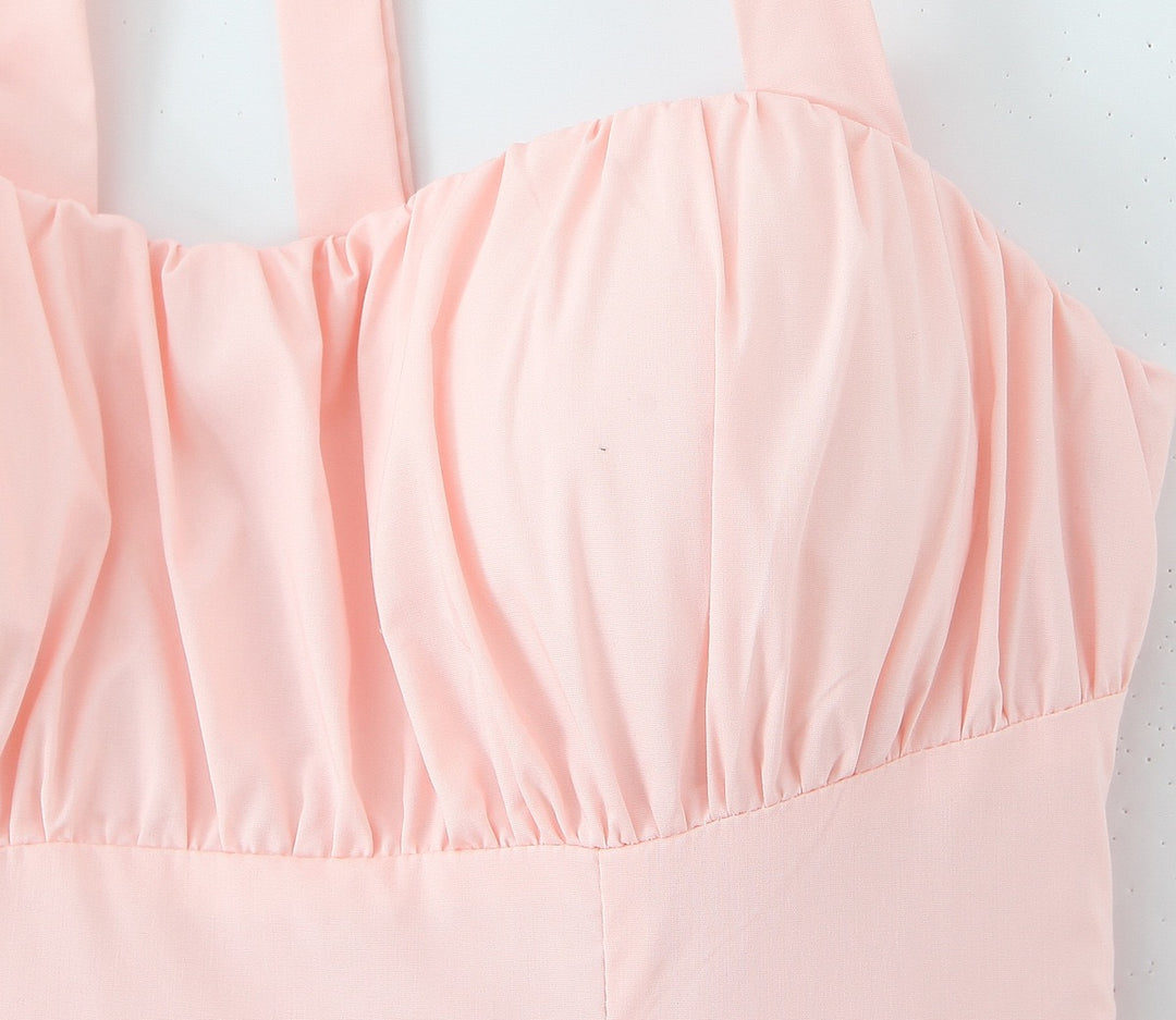 שמלת מקסי בלון בעיצוב שסע קשירה בעורף - ביאנקה