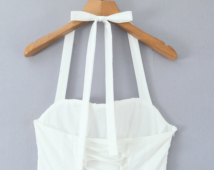 שמלת מקסי בלון בעיצוב שסע קשירה בעורף - ביאנקה